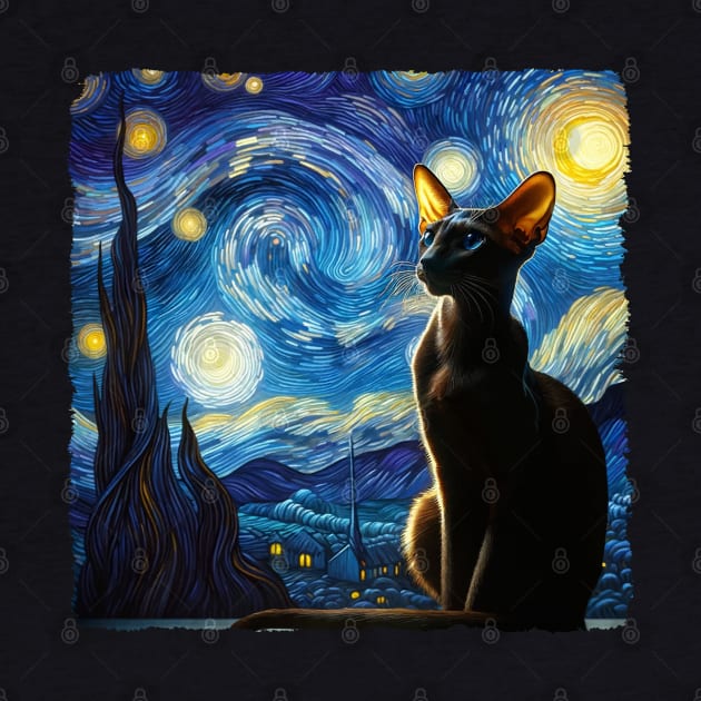 Oriental Short Hair Starry Night Inspired - Artistic Cat by starry_night